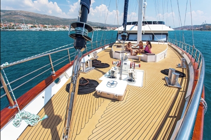 Navilux, a 37m-long motor sailing yacht with six cabins for 12 guests